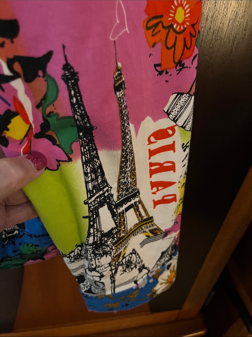 #20 - Colorblock Paris Print Button-Up Jacket w/Button & Flap Chest Pockets - Picture 6 of 12